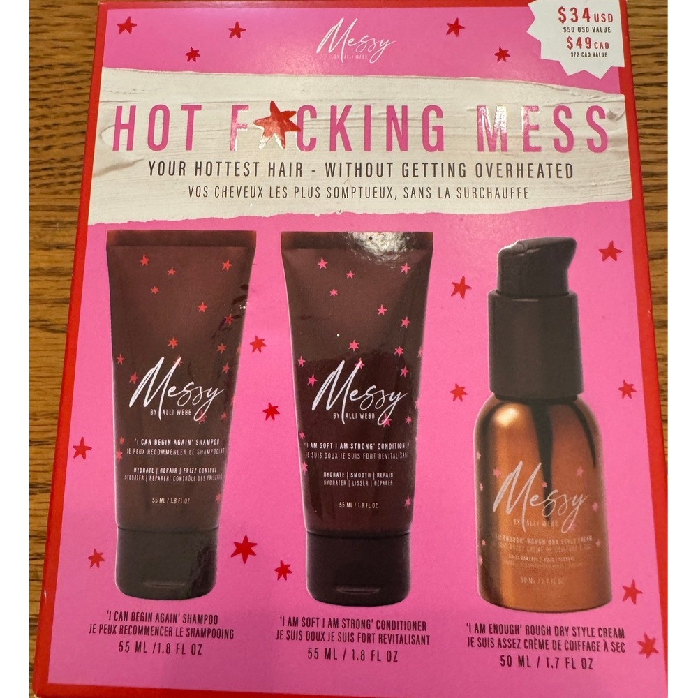 Messy by Alli Webb Hair Care Set Women Pink Hot Mess Shampoo Conditioner